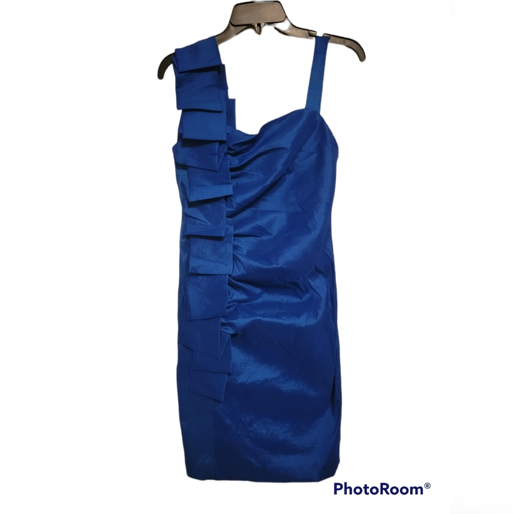 Blue Cocktail One Sleeve Dress - Size 8